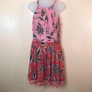 Vince Camuto Pink Paisley Darted Sleeveless Halter Dress Women 8 NEW